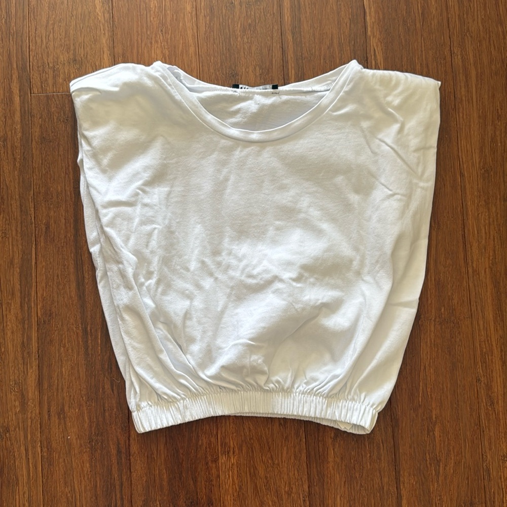 Zara white crop top with shoulder pads